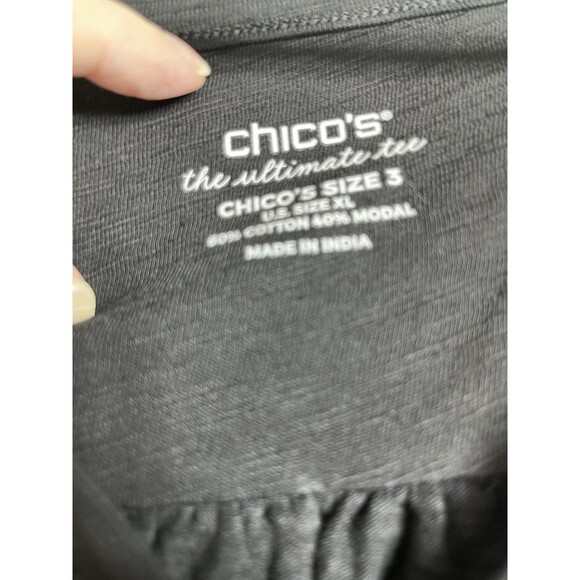 Chicos Button Front Ultimate Tee Large Sz  3 Top - Picture 5 of 7